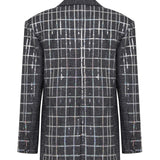 Ecose V-Neck Antrasit Blazer with Crystal Stone Details
