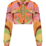 Printed Linen Crop Shirt