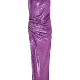 Degage Purple Sequined Maxi Dress with Halter Neck
