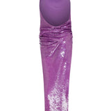 Degage Purple Sequined Maxi Dress with Halter Neck