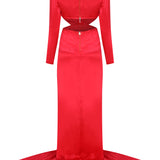 Red High Shoulder Maxi Dress