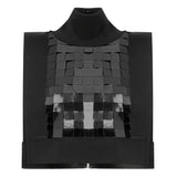 Black Square Sequined Crop Top with High Neck And Knit Details