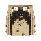 Gold Square Sequined Mini Skirt