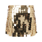 Gold Square Sequined Mini Skirt