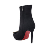 Black Stilletto Ankle Boots With Crystal Detail Round Accessory