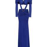 Long Sleeve Strapless Buzi Dress with Cutout Details