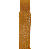 Halter Neck Sequined Circle Lace Maxi Dress with High Slit