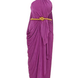 Halter Neck Buzi Maxi Dress with High Slit and Gold Chain