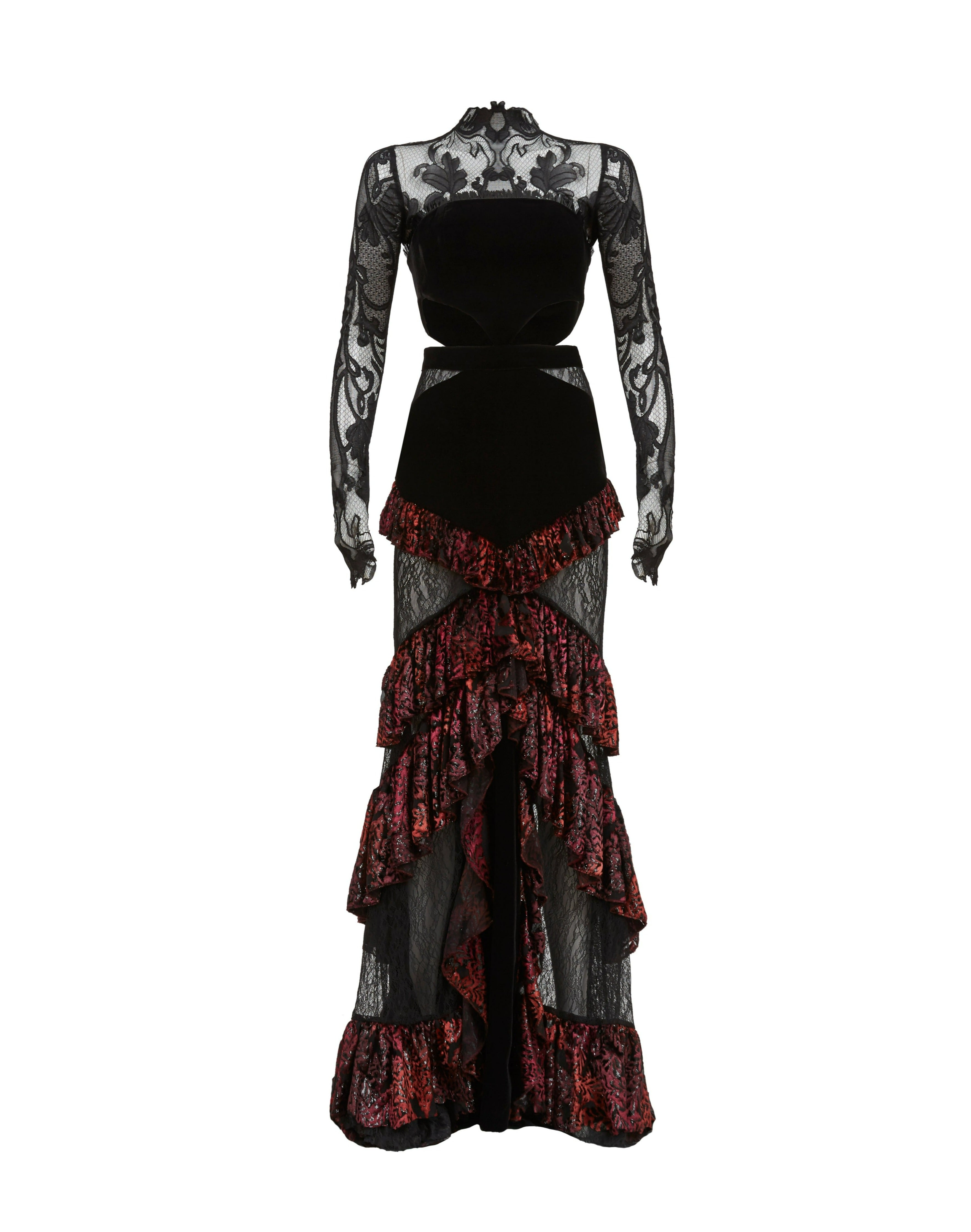 Lace Black and Red Maxi Dress – RAISA VANESSA INT
