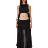 Black Chiffon Maxi Skirt
