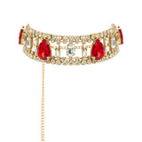 Gold Crystal Choker with Red Stones