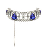 Silver Crystal Choker with Sapphire Stones