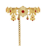 Gold Metal Belt with Red Stones
