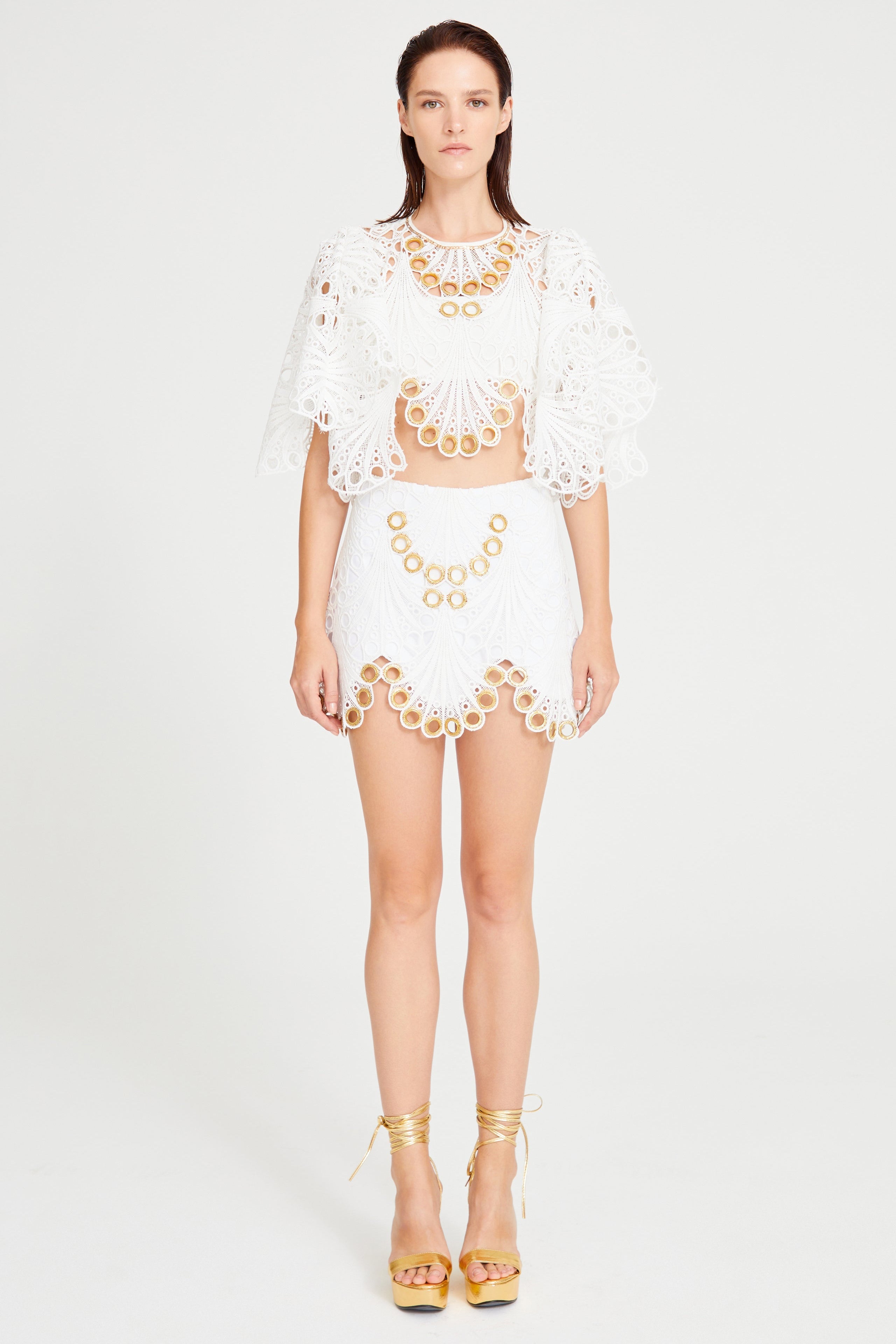 raisa vanessa lace mini dress Raisa Vanessa Strass Embellished Ruffled Lace Mini Dress in Baby Blue