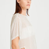 White Embroidery Striped Shirt With Cut Out Details