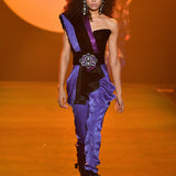 One Shouldered Velvet Jumpsuit