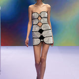 Crystal Embellished Strapless Mini Dress