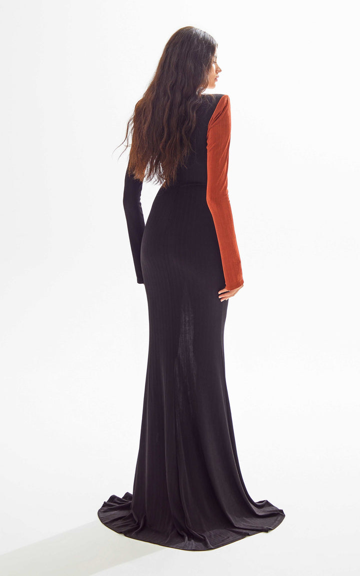 Orange Color Block African Queen Maxi Dress main image 1