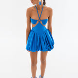 Blue Balloon Faille Mini Dress