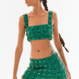 Hand Embroidered Crop Top With Crystal-Embellishments