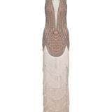 Embellished Fringed Midi Dress