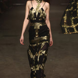 Black Gold Detailed Maxi Dress