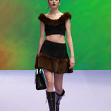 Crop Top With Faux Fur Details