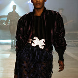 Purple Velvet Bomber Jacket