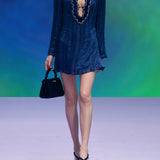 Hand-Made Crystal Embellished Chiffon Mini Dress
