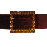 Bordeaux Velvet Belt with Bronze Strass Buckle