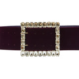 Bordeaux Velvet Belt with Silver Strass Buckle