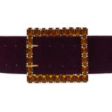 Plum Velvet Belt with Strass Buckle