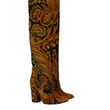 Paisley Patterned Velvet Boots