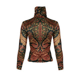 Paisley Patterned Velvet Turtle Neck Top