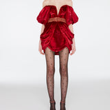 Velvet Off the Shoulder Mini Dress