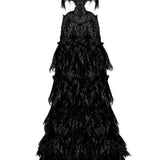Strapless Frilled Maxi Dress