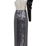 Velvet One Shoulder Maxi Dress