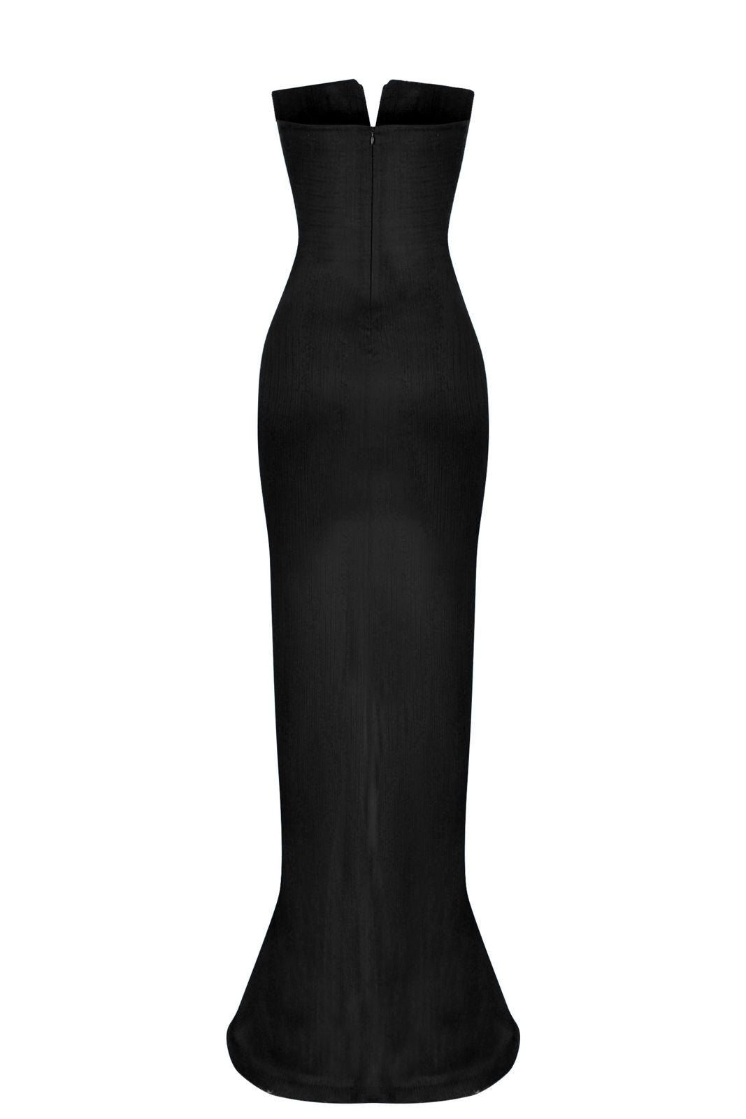 Satin Deep V Neck Strapless Maxi Dress With Gold Belt RAISA VANESSA INT Satin Deep V Neck Strapless Maxi Dress With Gold Belt RAISA VANESSA INT