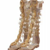 Gladiator Sandals With Gold Buckles