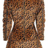 Printed Velvet Mini Dress Draped Sleeves