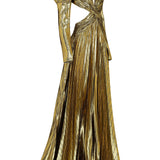 Pleated and Draped V Neck Maxi