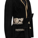 Black Jacket Dress with Gold Embroidery