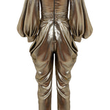 Metallic Jumpsuit with Draped Details