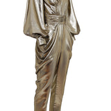 Metallic Jumpsuit with Draped Details