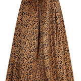 Printed Velvet Maxi Skirt with Middle Slit and Buckle