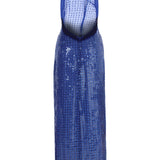 Sapphire Sequined Halter Neck Maxi Dress with Slit