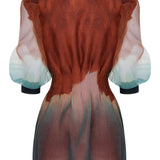 Organza Puff Sleeve Jacket Dress