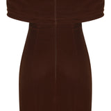 Velvet Sequined Off the Shoulder Mini Dress with Slit