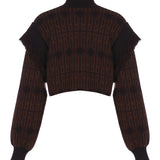 High Neck Knit Wool Sweather with Fringe Details