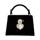 Velvet Mini Handbag with Gold Duck Buckle